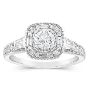 9ct White Gold Fancy Cushion Shaped Ring in 3/4 Carat Natural Diamonds Shiels