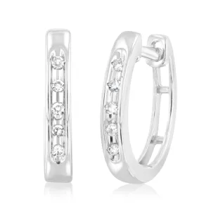 9ct White Gold Hoop Earrings with 20 Brilliant Diamonds Shiels