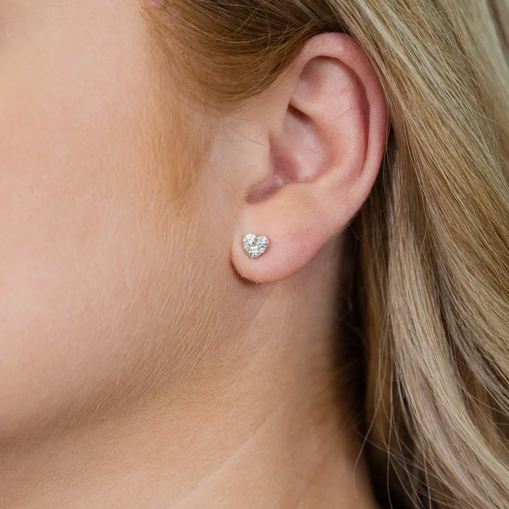 9ct White Gold Luxurious 1/2 Carat Diamond Heart Stud Earrings Shiels