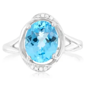 9ct White Gold Natural Blue Topaz And Diamond Ring Shiels