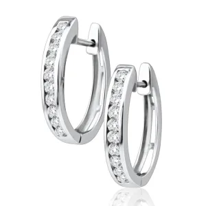 9ct White Gold Radiant Diamond Hoop Earrings Shiels
