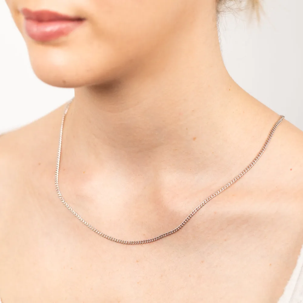 9ct White Gold Silver Filled Curb Chain Shiels