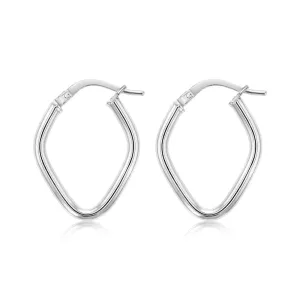9ct White Gold Silverfilled Fancy Diamond Shaped Hoop Earrings Shiels