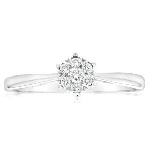 9ct White Gold with 7 Diamonds Cluster Engagement Ring Shiels