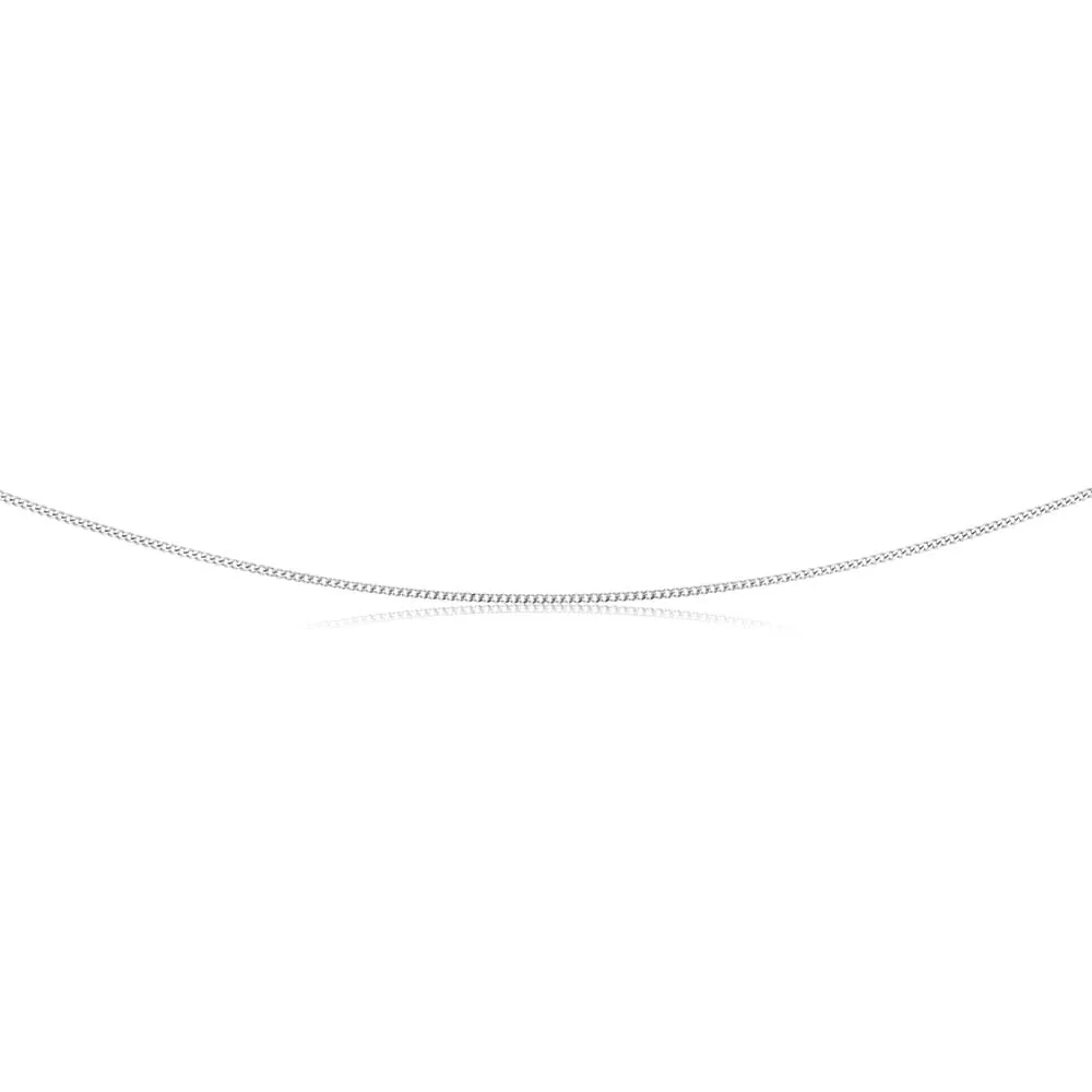 9ct White Solid Gold Curb Chain 45cm long diamond Cut Shiels