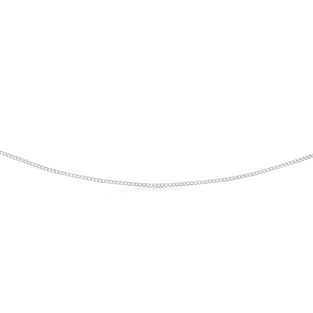 9ct White Solid Gold  Diamond Cut 45cm Curb Chain Shiels