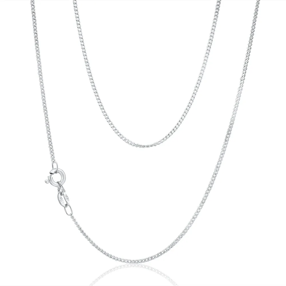 9ct White Solid Gold Diamond Cut Curb 50cm Chain Shiels