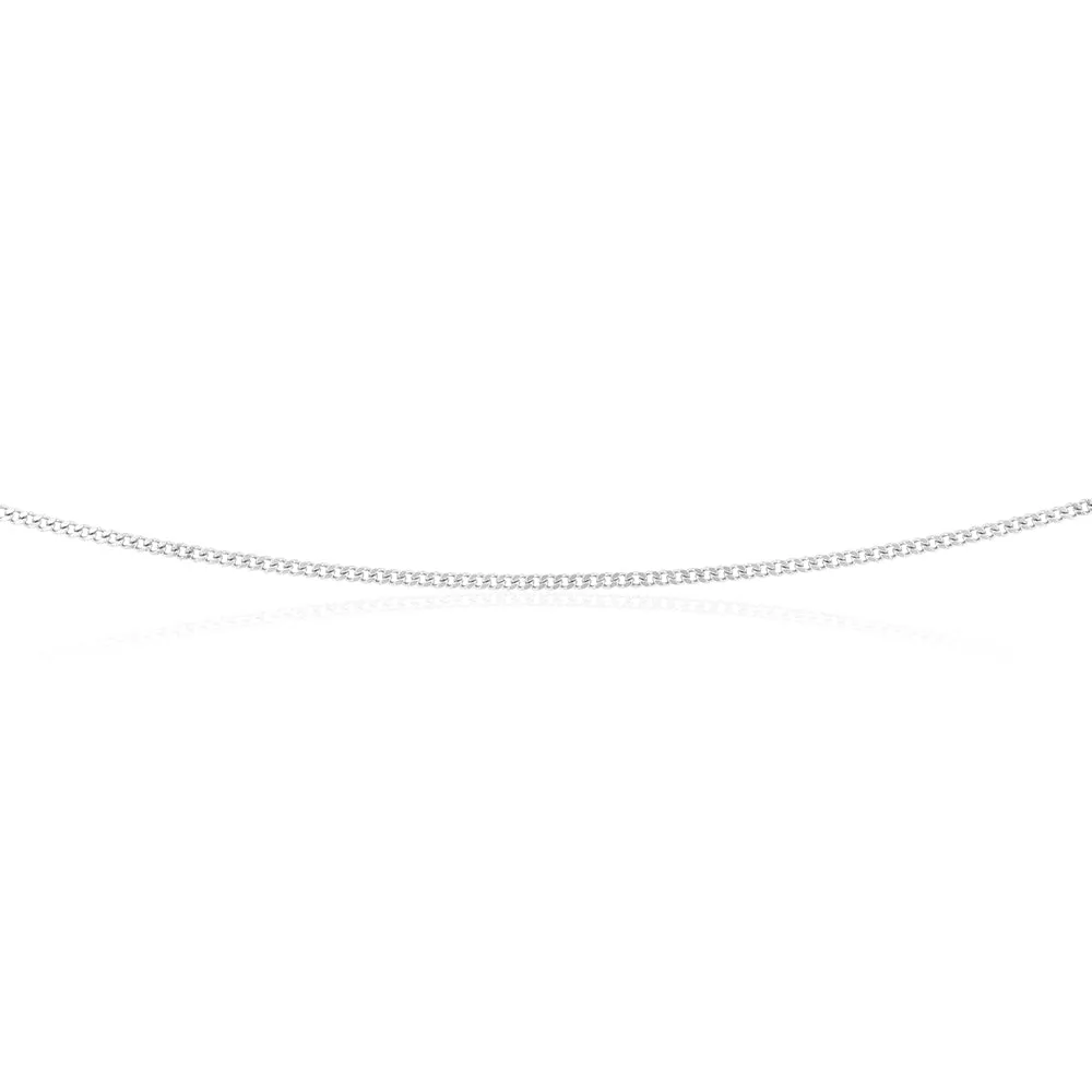 9ct White Solid Gold Diamond Cut Curb 50cm Chain Shiels