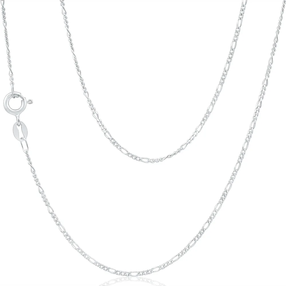 9ct White Solid Gold Figaro 1:3 45cm Chain 40Gauge Shiels