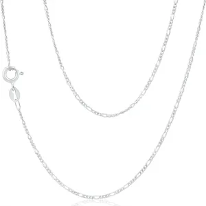 9ct White Solid Gold Figaro 1:3 45cm Chain 40Gauge Shiels