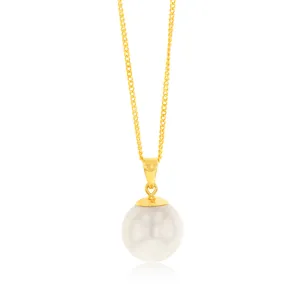 9ct Yellow 11-12mm White South Sea Pearl Pendant on 45cm Chain Shiels