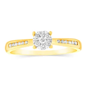 9ct Yellow 1/4 Carat Round Cluster Diamond Ring Shiels