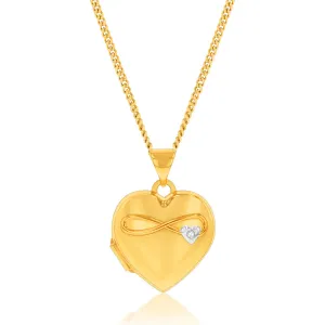 9ct Yellow & White Gold Two Tone Together Forever On Heart Locket Pendant Shiels