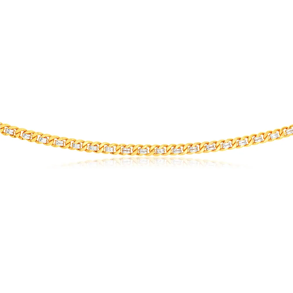 9ct Yellow and White Gold Silver Filled Curb 45cm Chain Shiels
