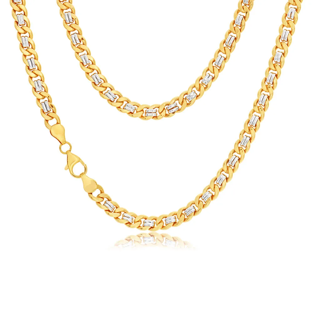 9ct Yellow and White Gold Silver Filled Curb 45cm Chain Shiels