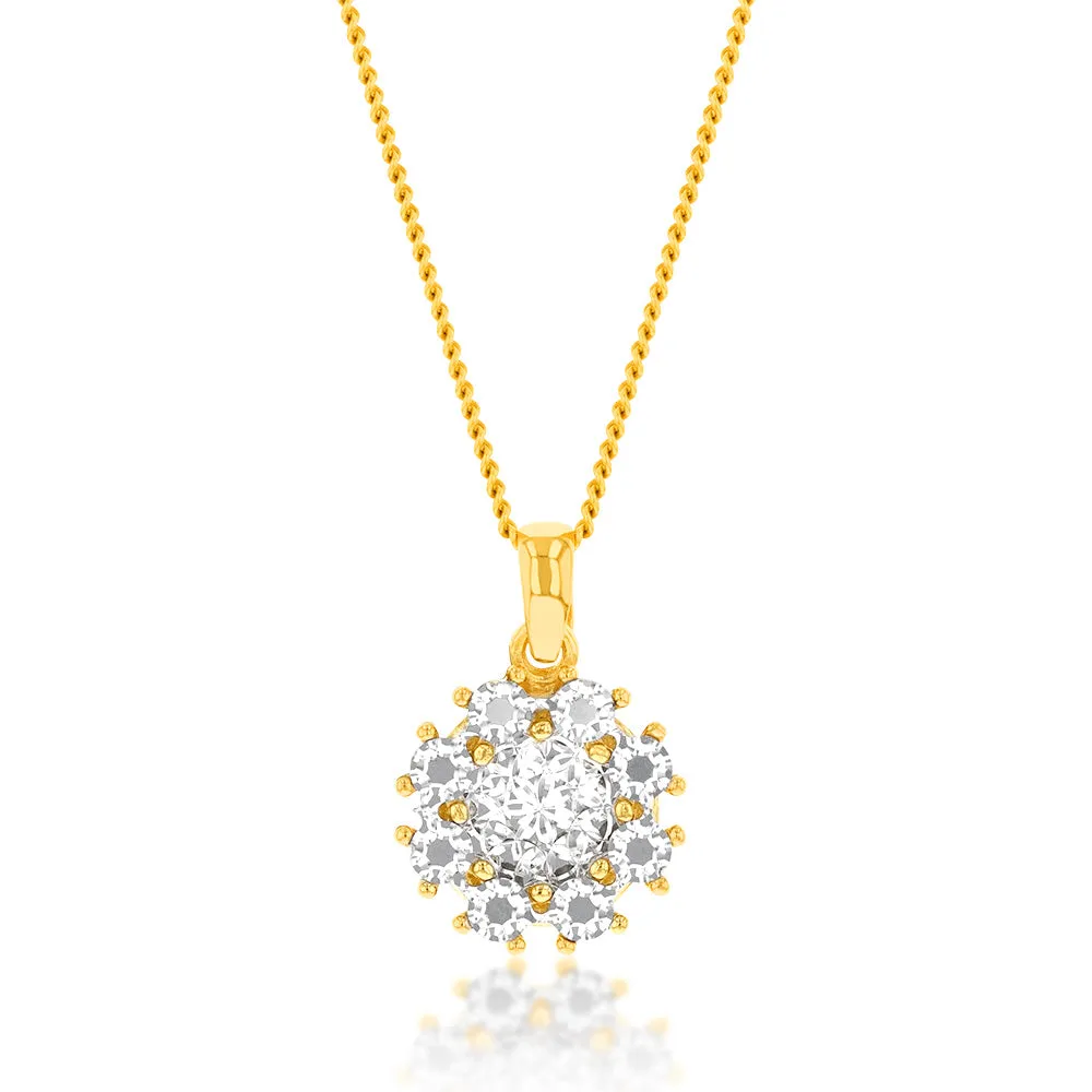9ct Yellow And White Gold Two Tone Round Pendant Shiels
