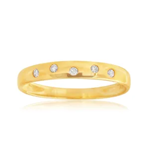 9ct Yellow Gold  0.05 Carat Diamond Ring with 5 Brilliant Cut Diamonds Shiels