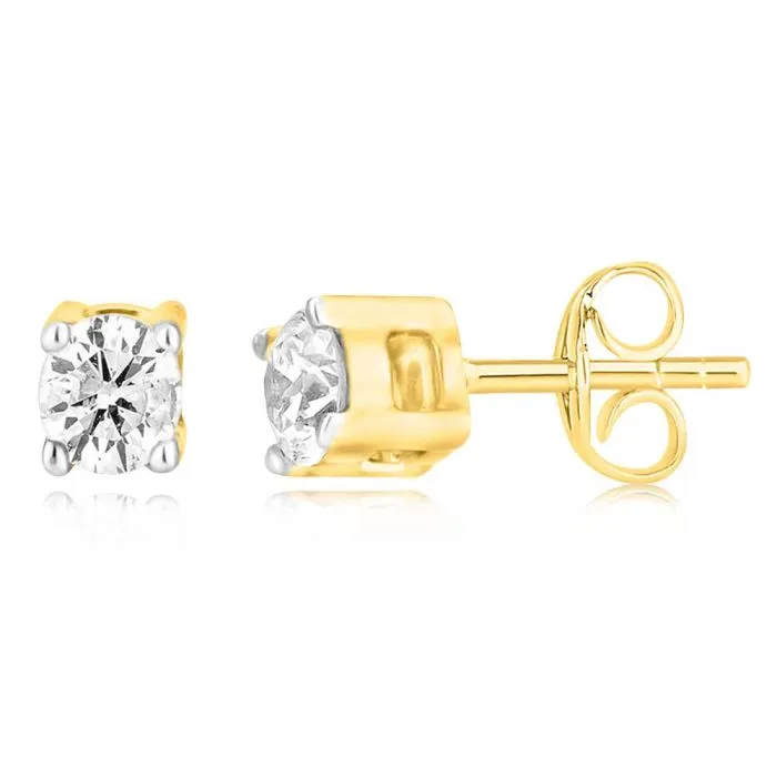 9ct Yellow Gold 0.05 Carat Diamond Stud Earrings Shiels