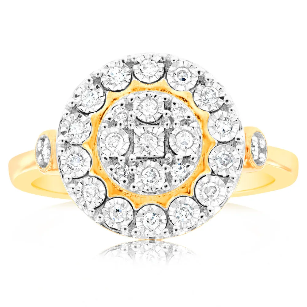 9ct Yellow Gold 0.15 Carat Diamond Ring with 25 Diamonds Shiels