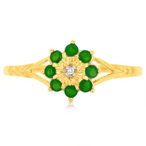 9ct Yellow Gold 0.45 Carat Natural Emerald & Diamonds Ring Shiels