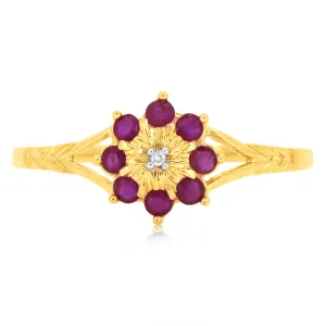 9ct Yellow Gold 0.5 Carat Natural Ruby & Diamonds Ring Shiels