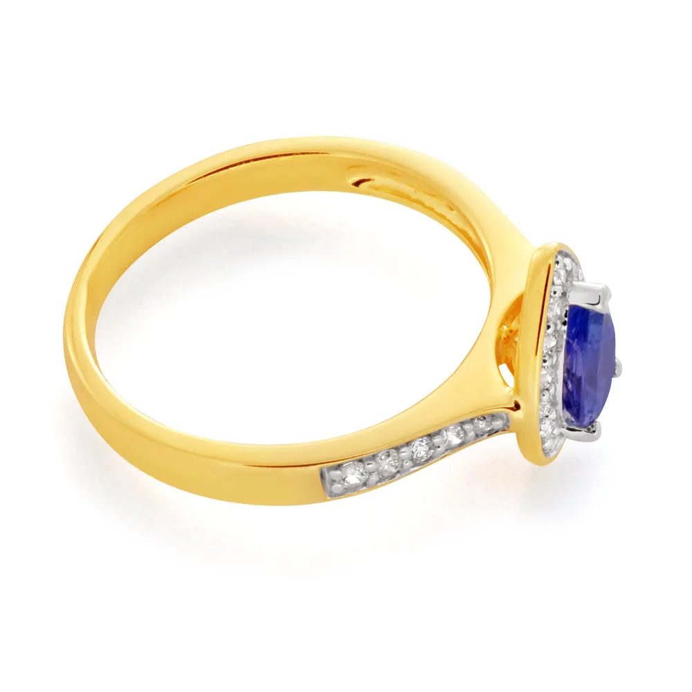 9ct Yellow Gold 0.75ct Tanzanite and 0.20 Carat Diamond Ring Shiels