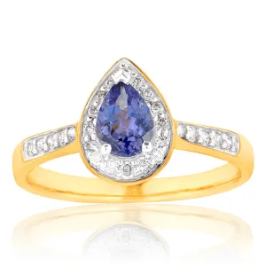 9ct Yellow Gold 0.75ct Tanzanite and 0.20 Carat Diamond Ring Shiels