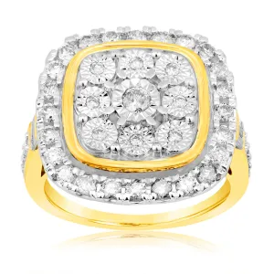 9ct Yellow Gold 1 Carat Diamond Disc Dress Ring Shiels