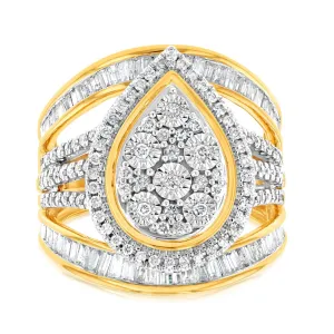 9ct Yellow Gold 1 Carat Diamond Pear Shape Cluster Dress Ring Shiels