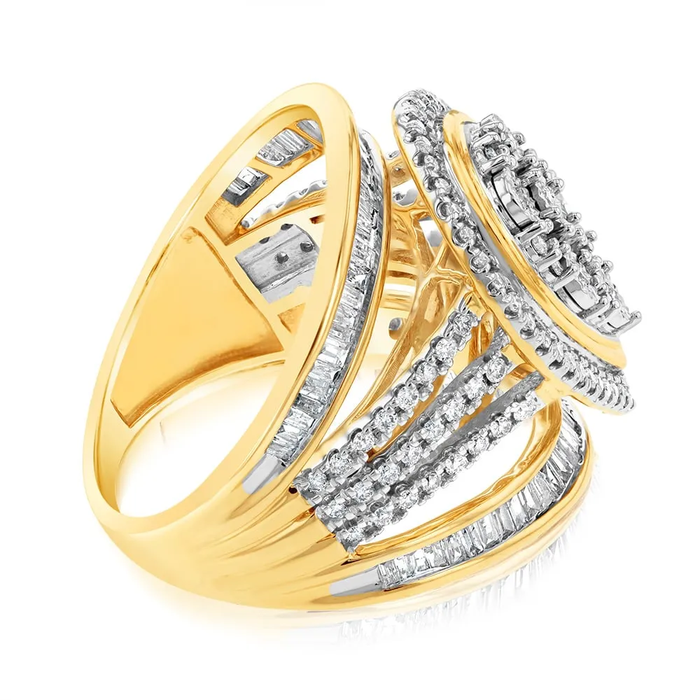 9ct Yellow Gold 1 Carat Diamond Pear Shape Cluster Dress Ring Shiels