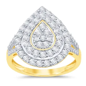 9ct Yellow Gold 1 Carat Diamond Pear Shape Cluster Ring Shiels