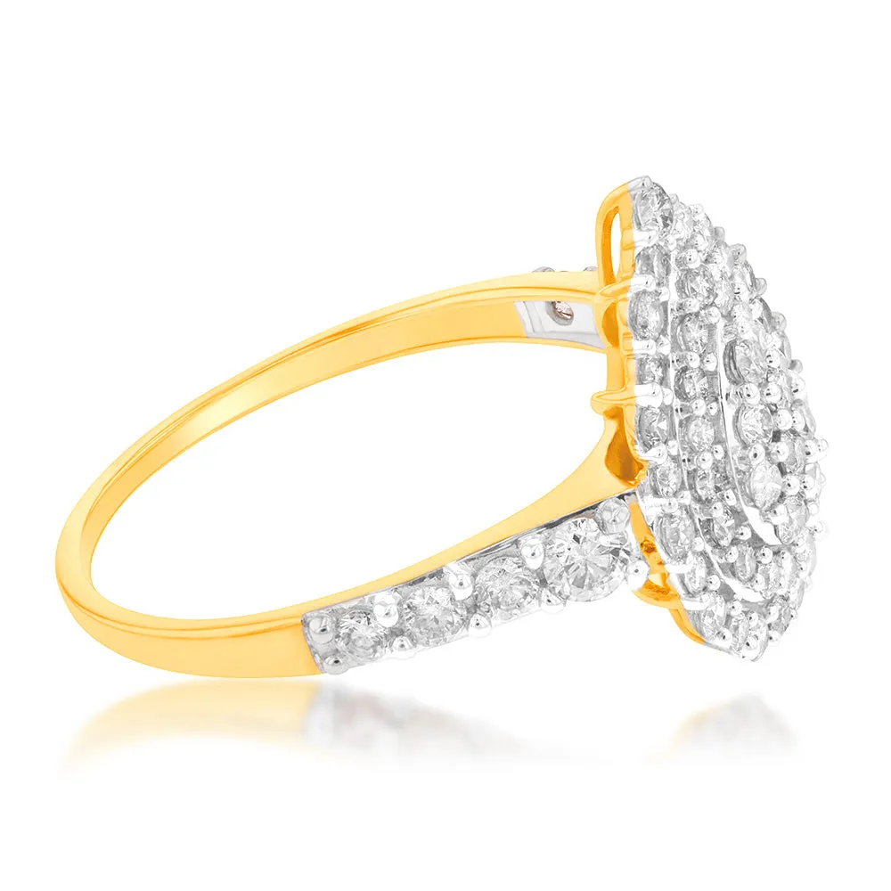 9ct Yellow Gold 1 Carat Diamond Pear Shape Cluster Ring Shiels