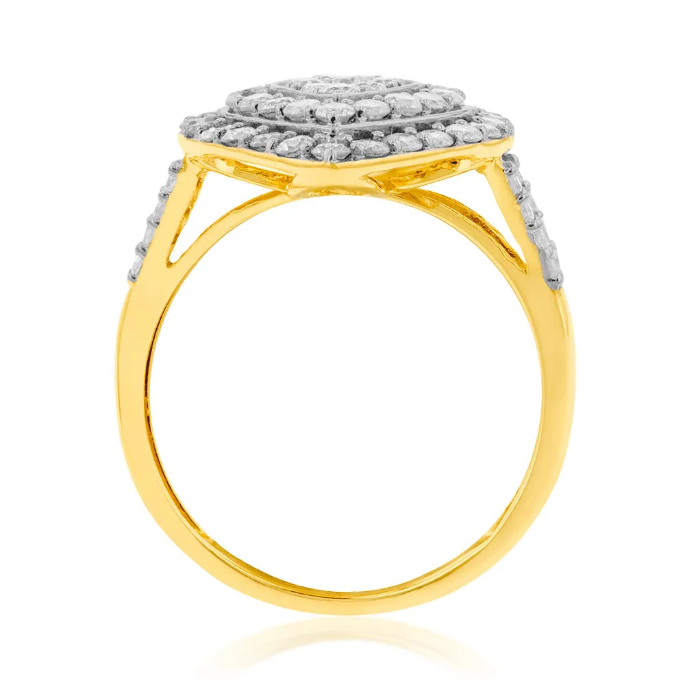 9ct Yellow Gold 1 Carat Diamond Pear Shape Cluster Ring Shiels