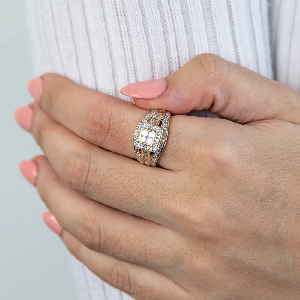 9ct Yellow Gold 1 Carat Diamond Ring Set With 86  Diamonds Shiels