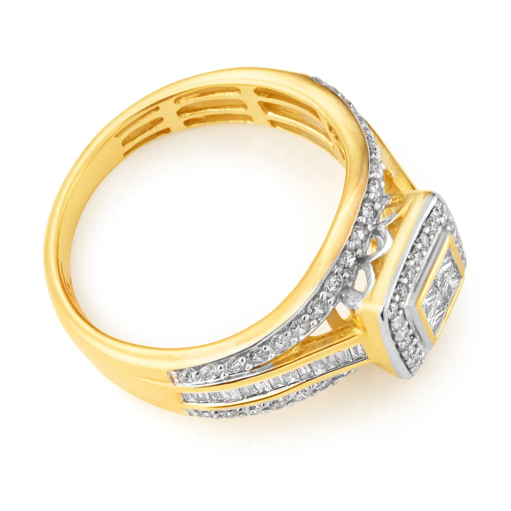 9ct Yellow Gold 1 Carat Diamond Ring Set With 86  Diamonds Shiels