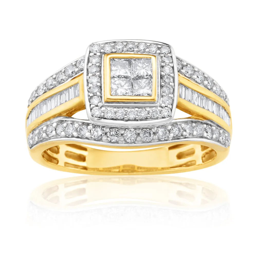 9ct Yellow Gold 1 Carat Diamond Ring Set With 86  Diamonds Shiels