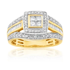9ct Yellow Gold 1 Carat Diamond Ring Set With 86  Diamonds Shiels