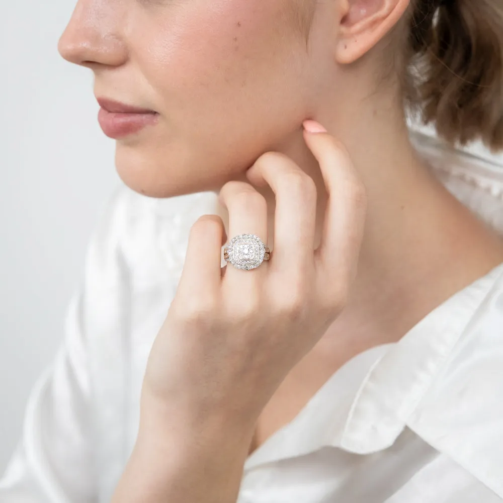 9ct Yellow Gold 1 Carat Diamond Ring with 107 Round Brilliant and Baguette Diamonds Shiels