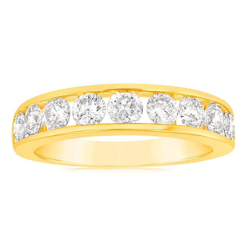 9ct Yellow Gold 1 Carat Diamond Ring with 9  Diamonds in Channel setting Shiels