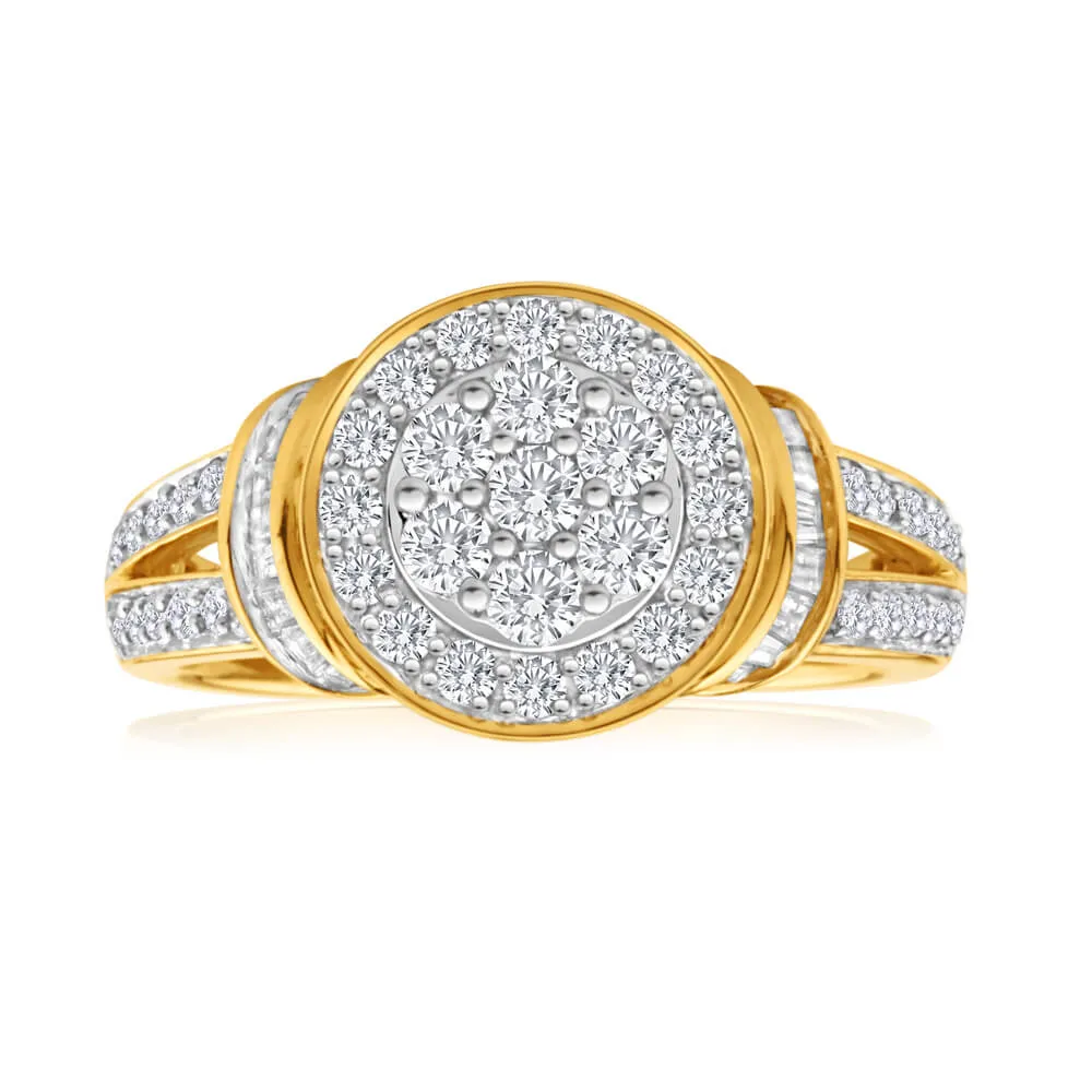 9ct Yellow Gold 1 Carat Diamond Set Cluster Ring Shiels