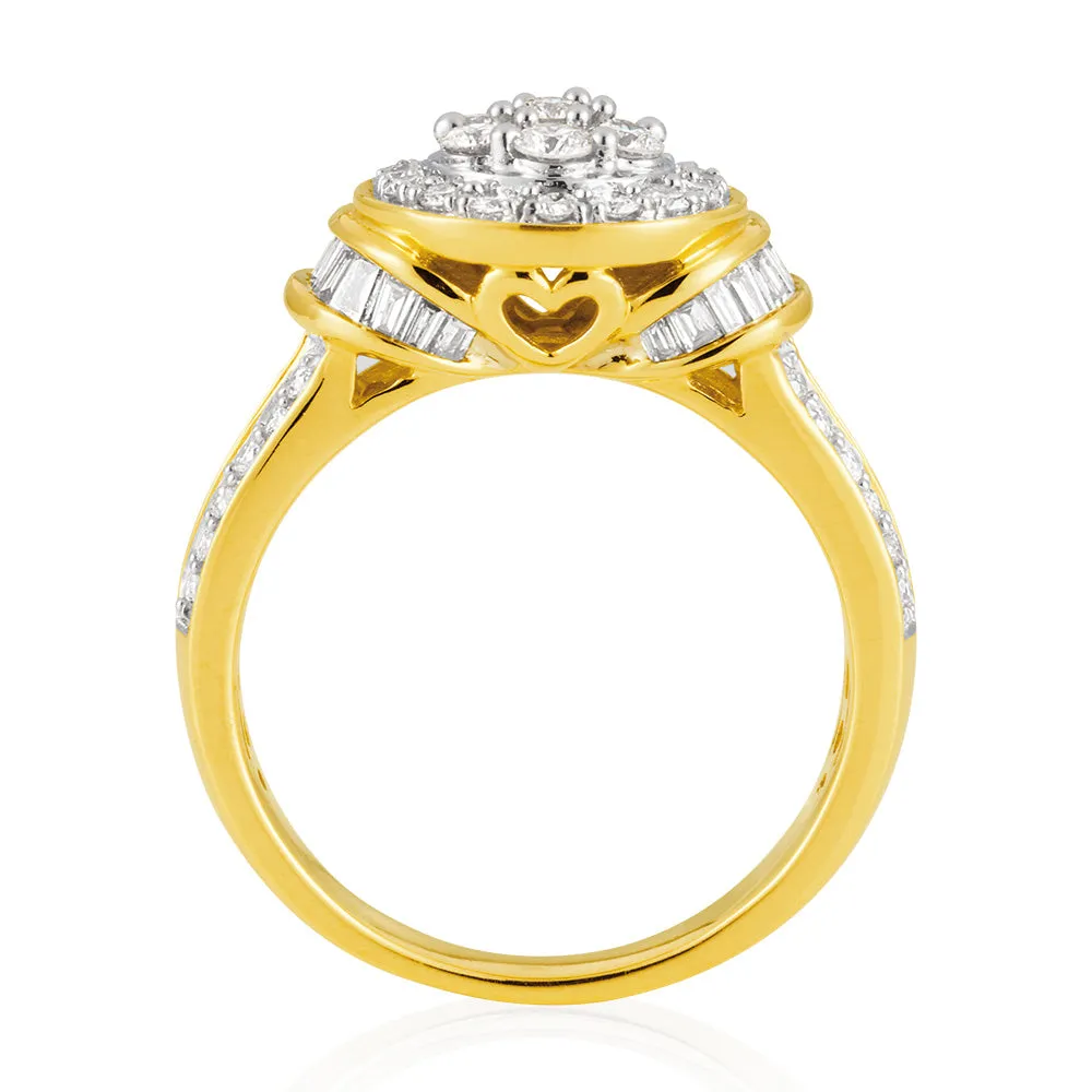 9ct Yellow Gold 1 Carat Diamond Set Cluster Ring Shiels