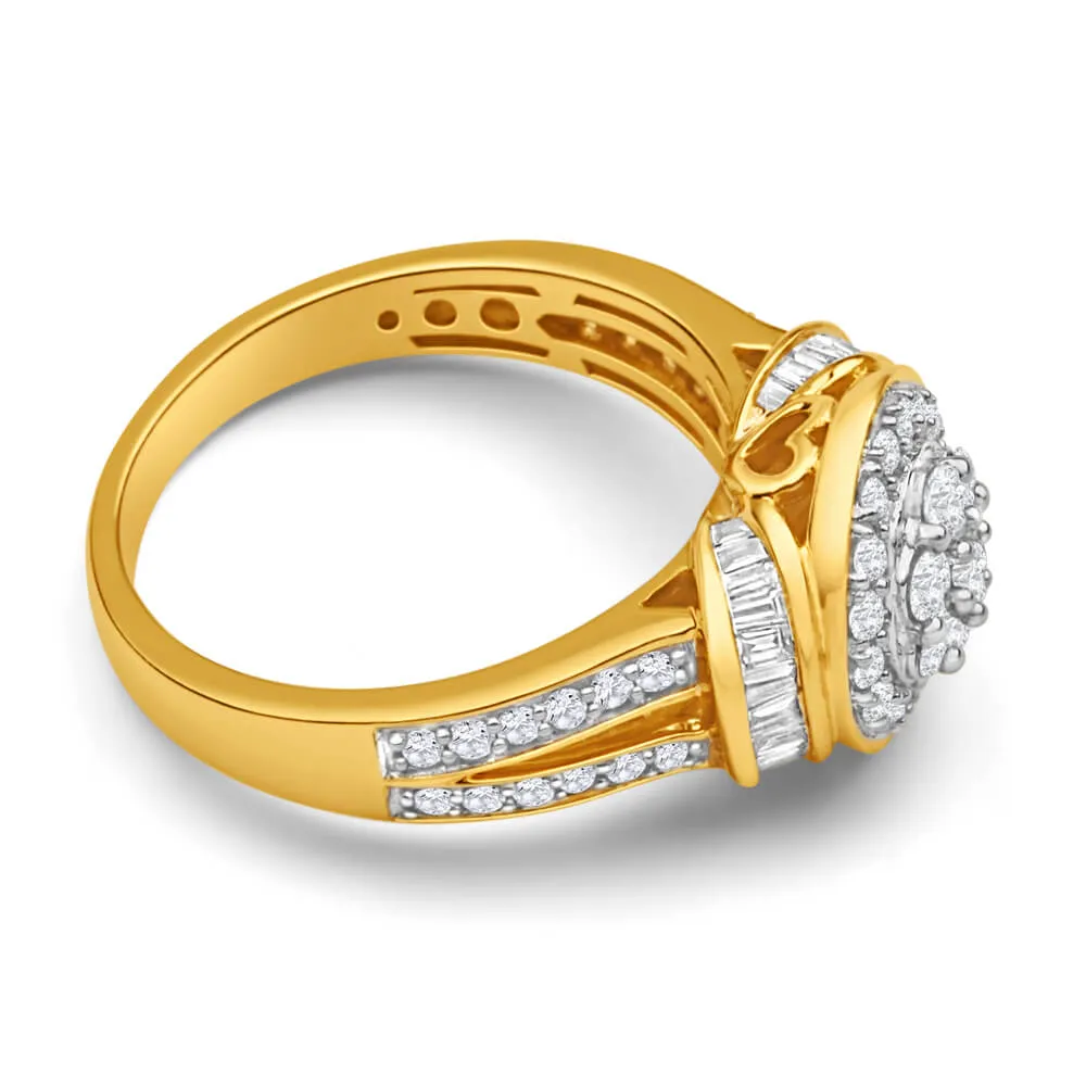 9ct Yellow Gold 1 Carat Diamond Set Cluster Ring Shiels