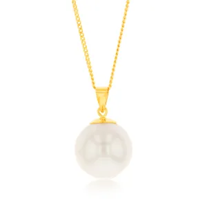 9ct Yellow Gold 10-14mm White South Sea Pearl Pendant on 45cm Chain Shiels