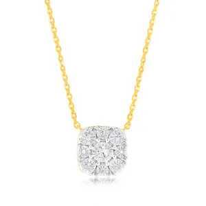 9ct Yellow Gold 1/10 Carat Diamond Pendant with 9 Brilliant Cut Diamonds in Disc Setting Shiels