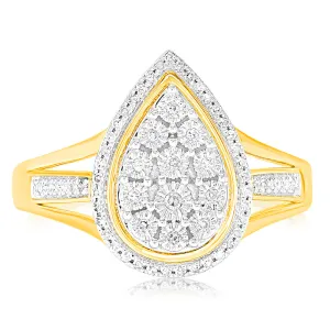 9ct Yellow Gold 1/10 Carat Diamond Ring set with 58 Round Brilliant Cut Diamonds Shiels
