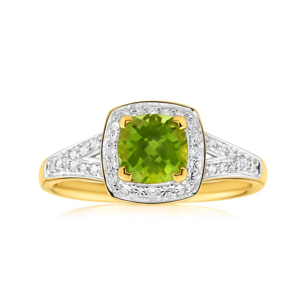 9ct Yellow Gold 1.13ct Peridot Diamond Ring Shiels