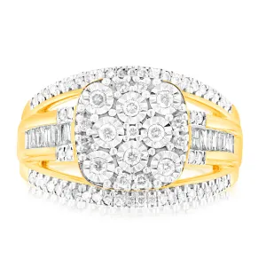 9ct Yellow Gold 1/2 Carat Diamond Big Look Dress Ring Shiels