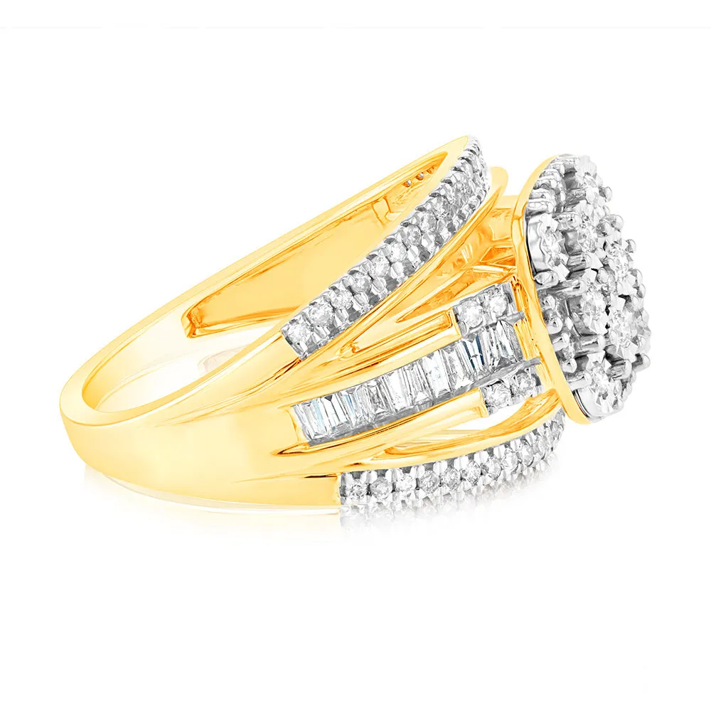 9ct Yellow Gold 1/2 Carat Diamond Big Look Dress Ring Shiels