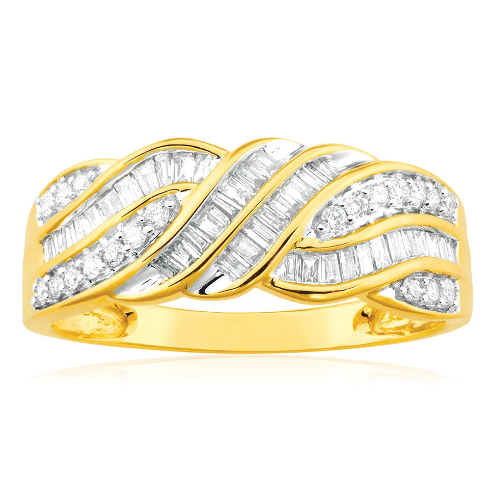 9ct Yellow Gold 1/2 Carat Diamond Ring Set With 20 Brilliant Diamonds Shiels