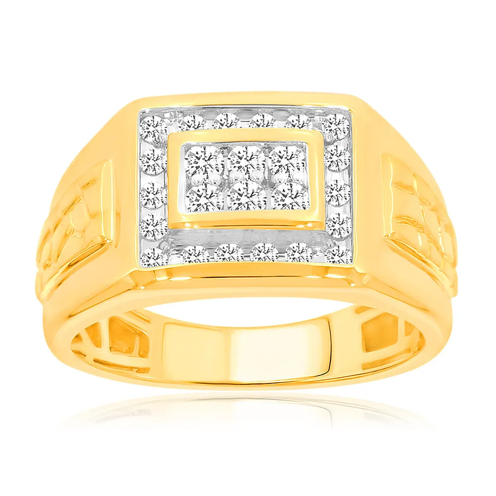 9ct Yellow Gold 1/2 Carat Diamond Ring Set With 24 Brilliant Cut Diamonds Shiels